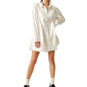 Free People NWT Large White Constance Floral Lace Mini Dress Boho Beach Romantic